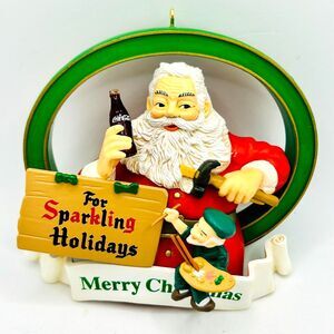 VINTAGE 1994 Coca-Cola Trim-a-Tree Christmas Ornamament 1956 Santa with Elf